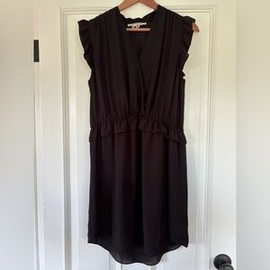 Scotch & Soda Black Sleeveless Ruffled Wrap Blouse